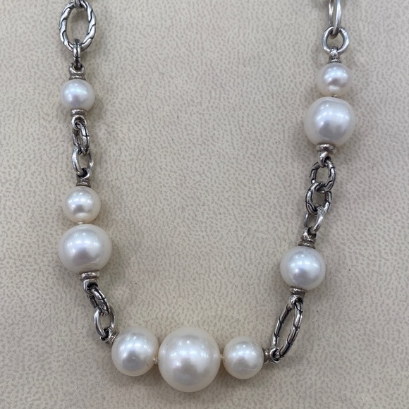John Hardy Silver Link Pearl Necklace - Picture 4 of 12